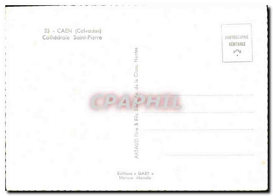 CPM Caen Cathedrale St Pierre  — Verso