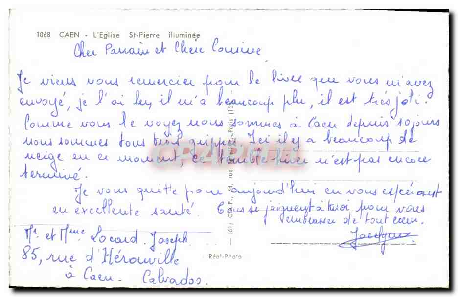 CAEN - L'Église Saint-Pierre illuminée — Réal-Photo, n° 1068 — Verso