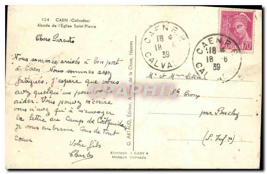 CPA Caen Abside de l Eglise St Pierre — Rückseite