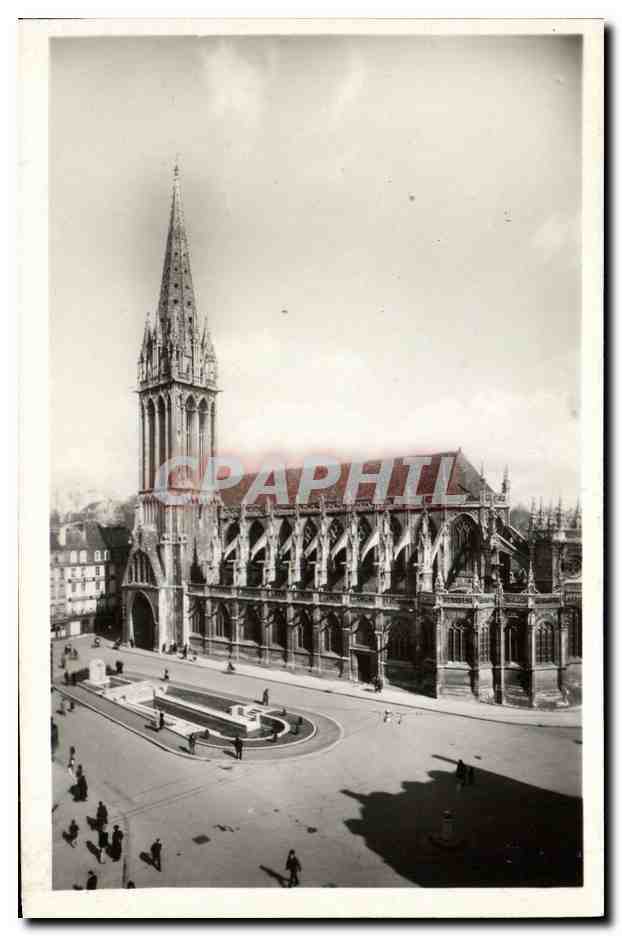 CPA Caen Eglise St Pierre et la Place Saint Pierre