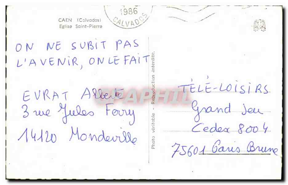 CPM Caen L Eglise Saint Pierre — Rückseite