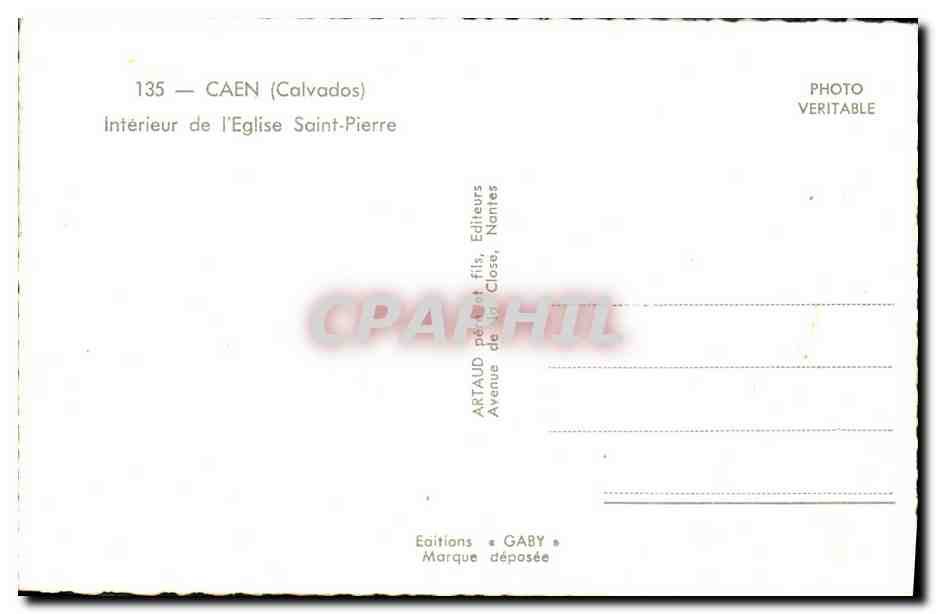 CPA Caen Interieur de l Eglise Saint Pierre  — Verso
