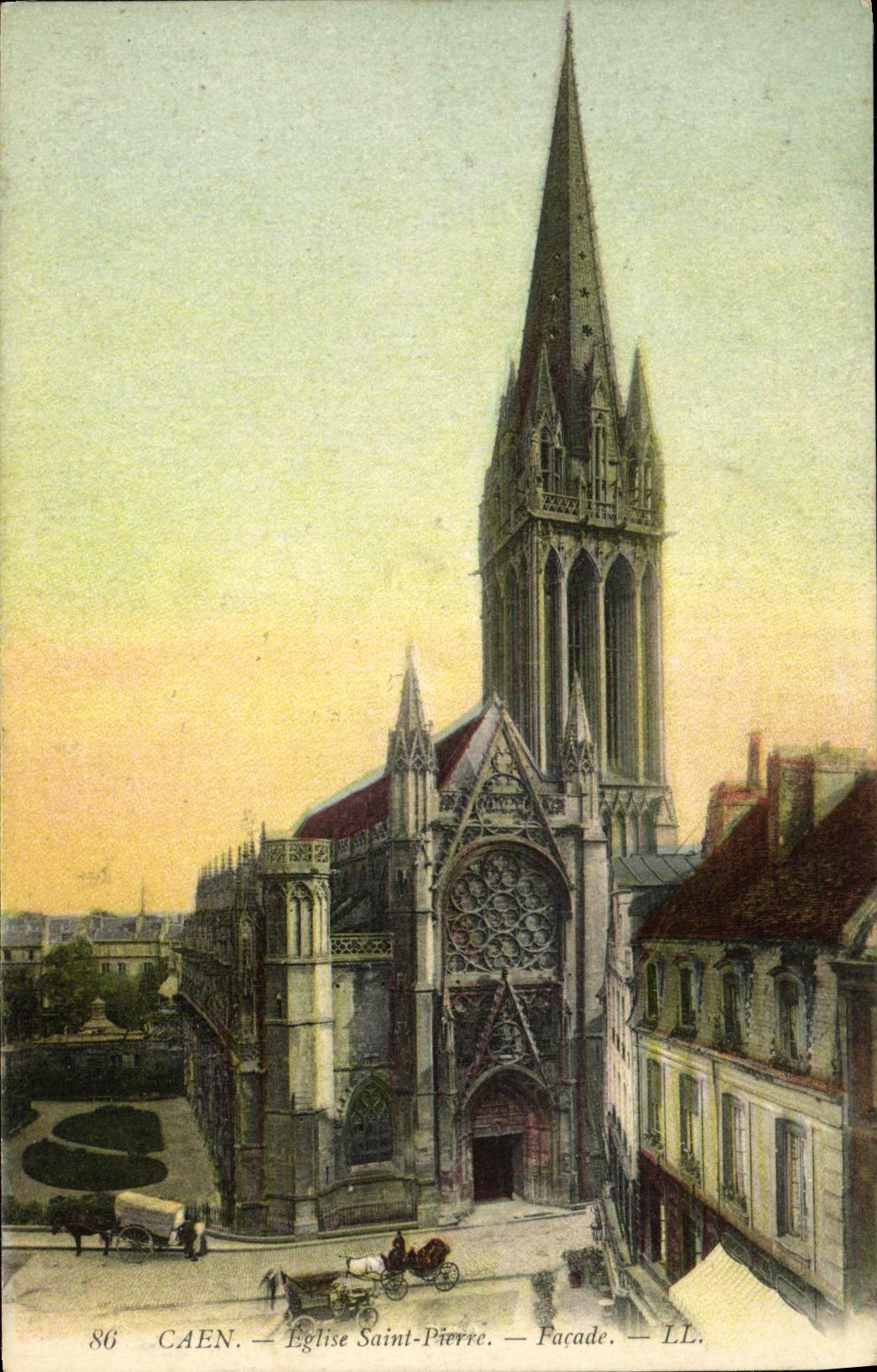 CPA Caen Abside L Eglise Saint Pierre Facade