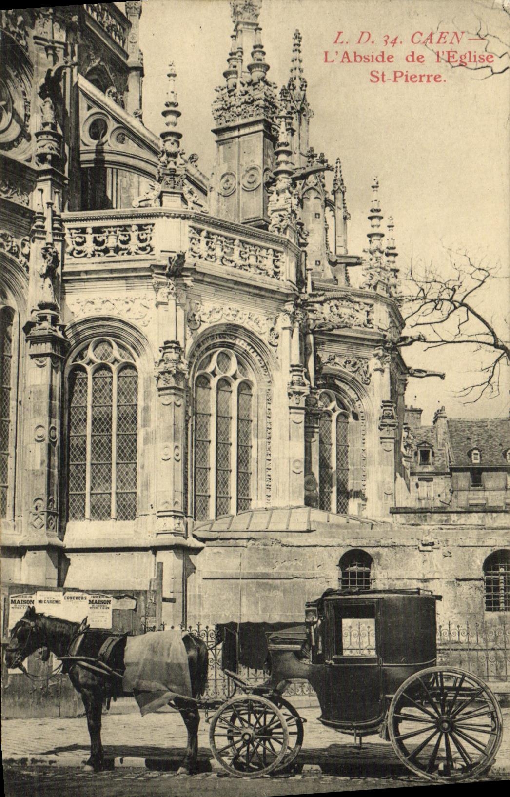 CPA Caen Abside L Eglise Saint Pierre Caleche