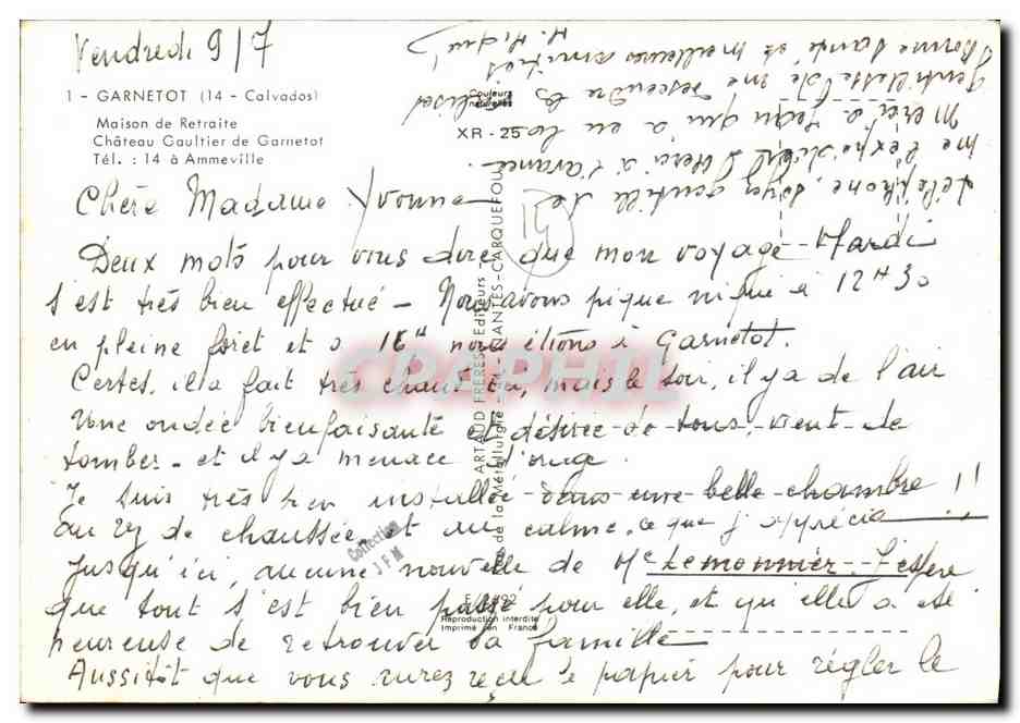 CPM Chateau du Garnetot par Montpincon Maison de retraite Chateau Gaultier de Gernetot Ammeville — Verso