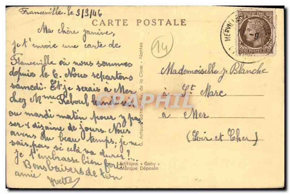 CPA Franceville Plage Boulevard Maritime — Rückseite