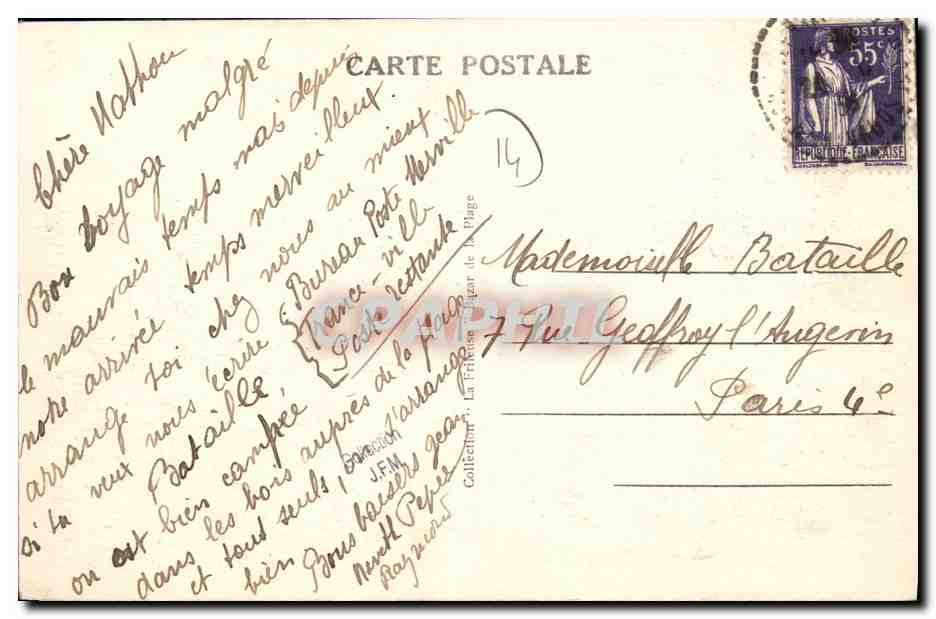 Franceville-Plage (Calvados) — Avenue de Paris — éditeur Saby, n° 48 — Achterkant