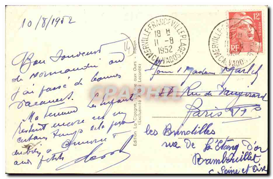 CPA Franceville L Avenue De Paris — Verso