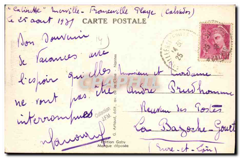 CPA Franceville Plage La Plage — Verso