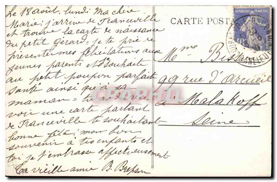 Franceville-Plage (Calvados) — Panorama — Éditeur : Éd. Mouquet, Cl. Guillemin — Verso