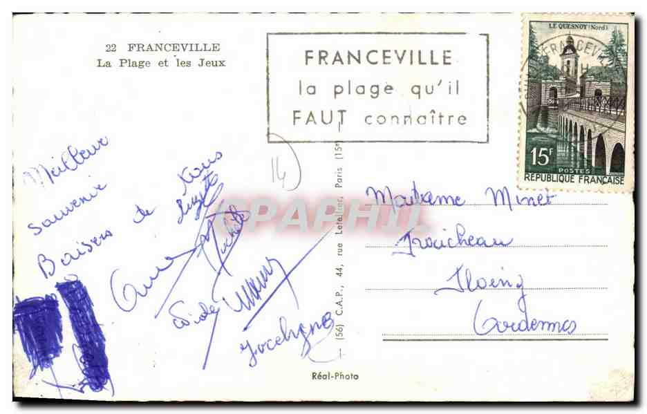 CPM Franceville Plage La Plage  — Verso