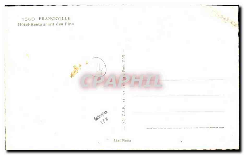 Hôtel-Restaurant des Pins — Franceville — C.A.P. Paris — Rückseite
