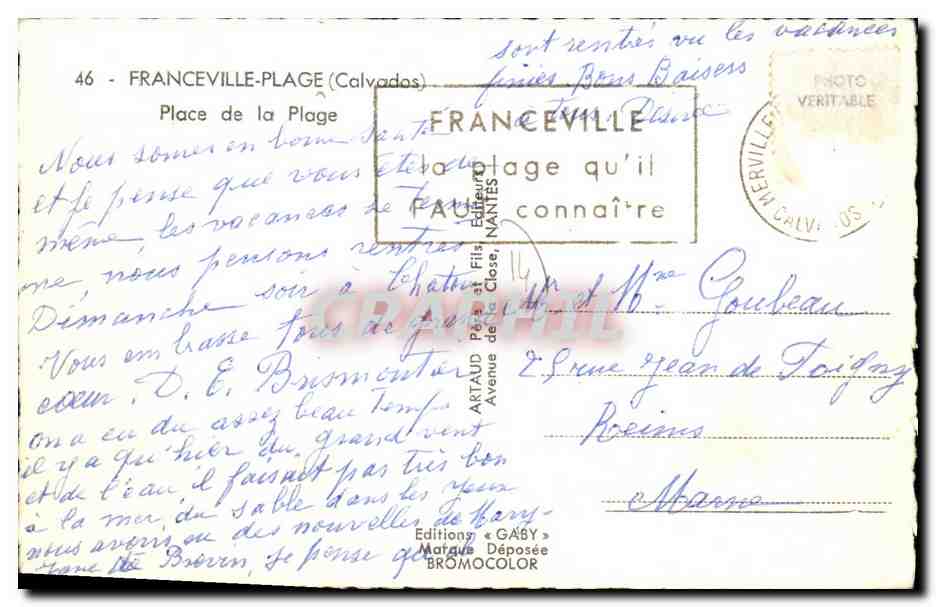 CPM Franceville Place de la Plage Syndicat d initiative — Verso