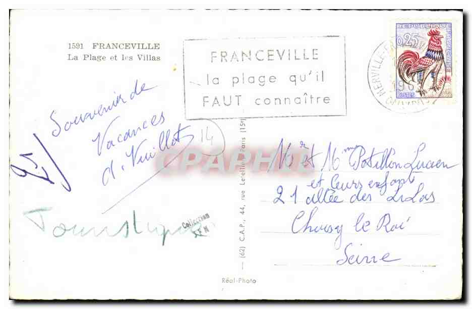Franceville — La Plage et les Villas — C.A.P. (62) Réal-Photo — Reverso