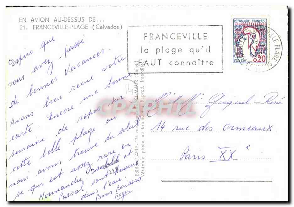 Franceville-Plage (Calvados) — vue aérienne — Édition LAPIE — Verso