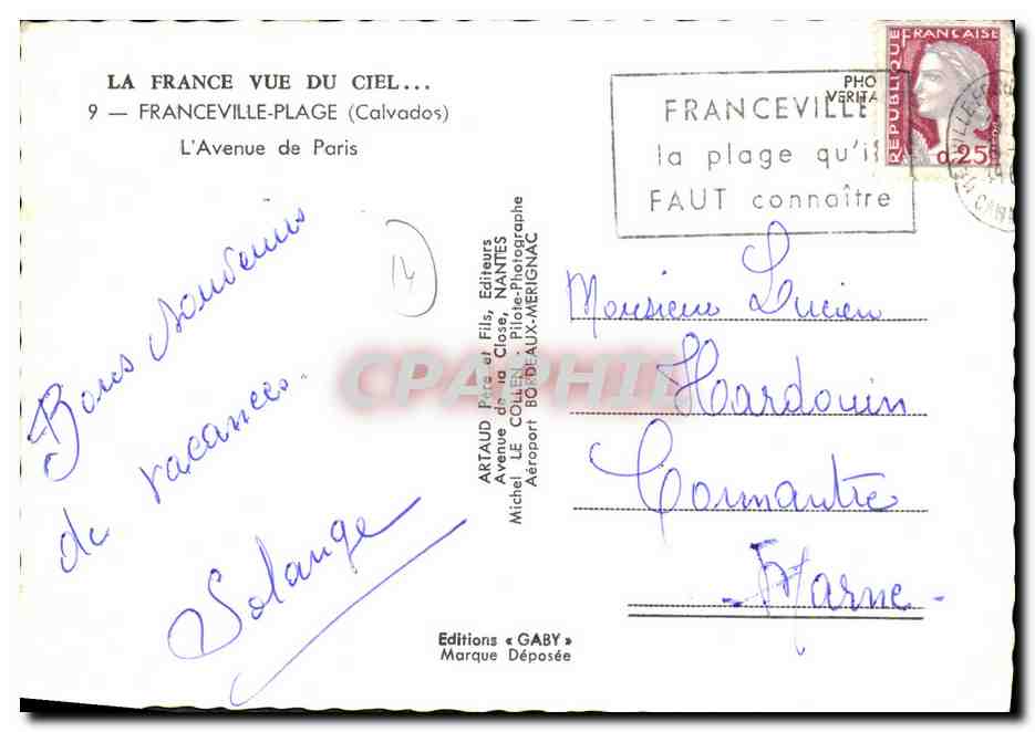 CPM Franceville Plage L Avenue de Paris — Rückseite
