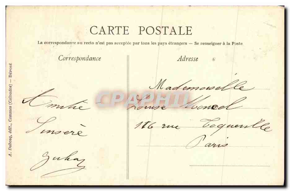 Châteaux du Calvados — Vue intérieure d'un château — A. Dubosq, éditeur, Caen — Verso