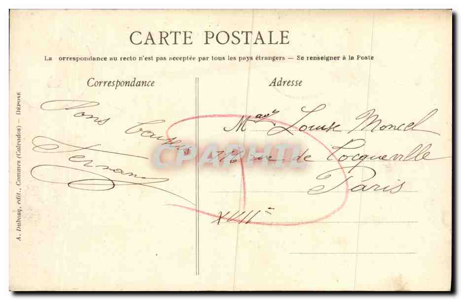 Château de Fontaine-Henry — Calvados — A.D. 404, éditeur A. Dibbouy — Achterkant