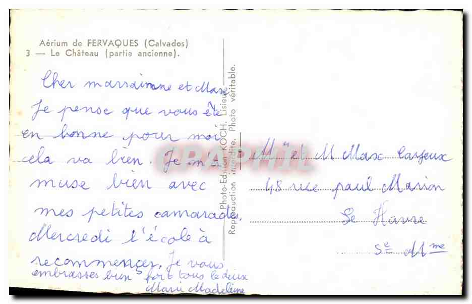 CPA Aerium de Fervaques Le Chateau — Verso
