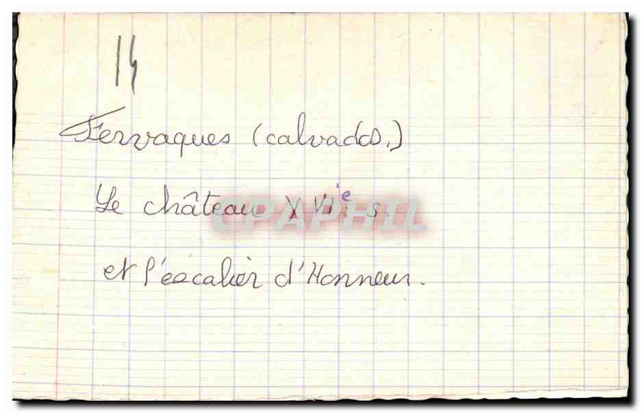 Ferravaques (Calvados) — Le château et l'écalier d'honneur — Gaby — Verso