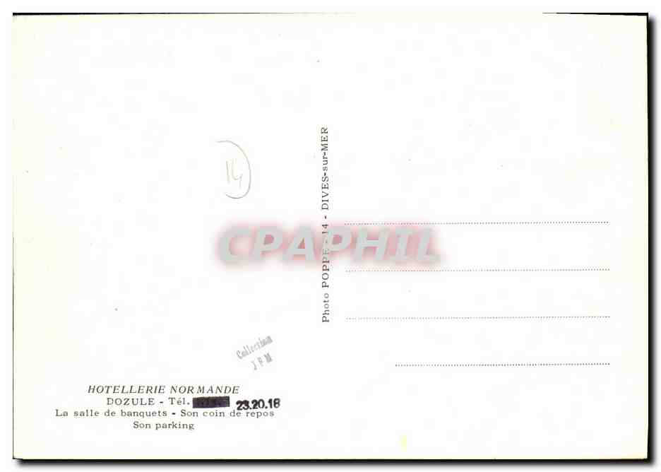 CPMA Hotellerie Normande Dozule  — Verso