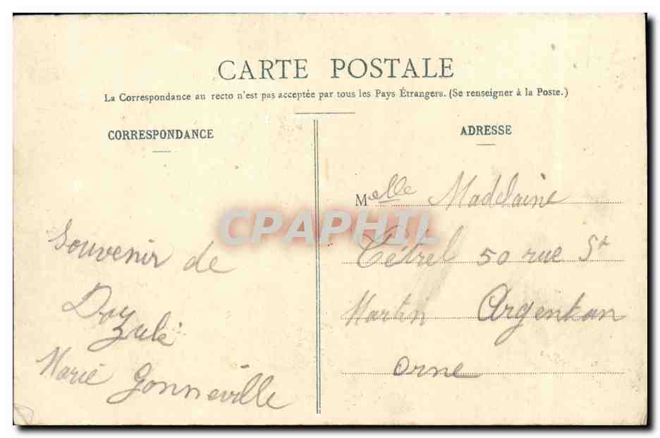 CPA Dozule Le Faubourg route de Rouen — Verso