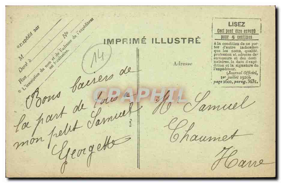 CPA Feugerolles sur Orne Mairie et Ecole des Garcons — Verso