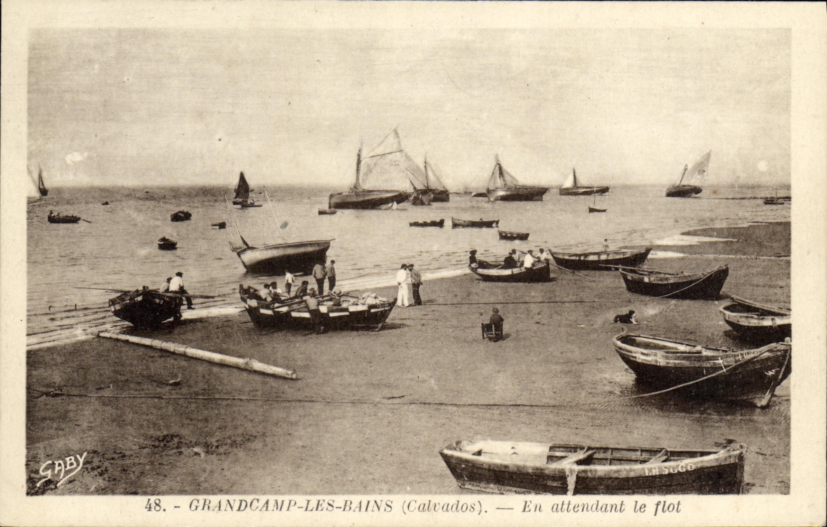 CPA Grandcamp les Bains En attendant le flot Bateaux