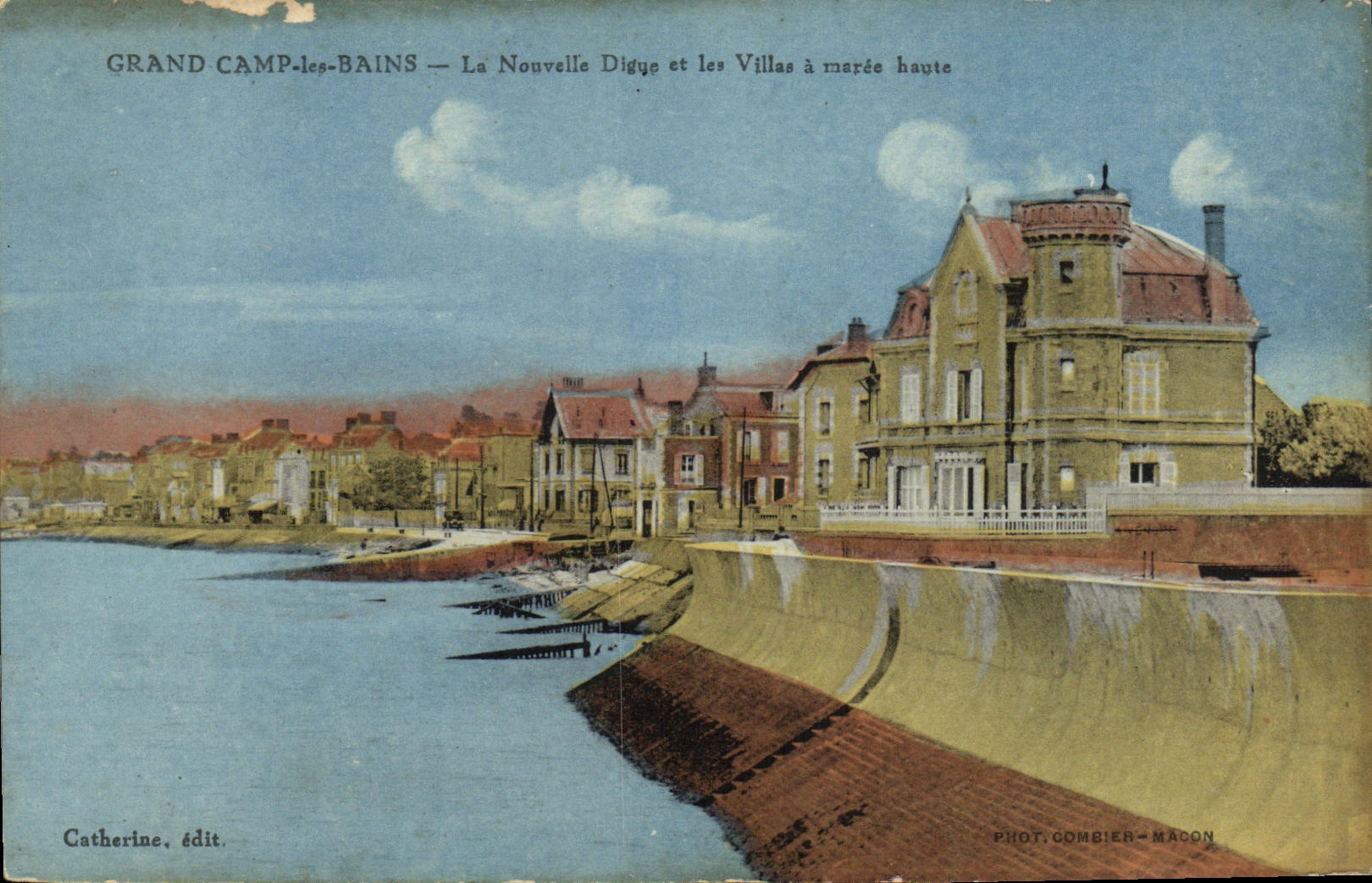 CPA Grandcamp les Bains La Nouvelle Dicue et les Villas Maree Haute