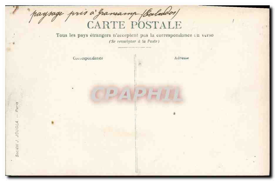 CARTE PHOTO Paysage pres Grandcamp Vaches — Verso