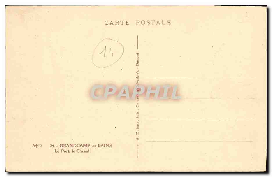 CPA Grandcamp les Bains Le Port le Chenal Bateau — Rückseite