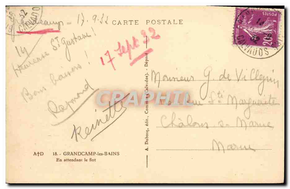 Grandcamp-les-Bains — En attendant le flot — A. Dubosq, édit. — Achterkant