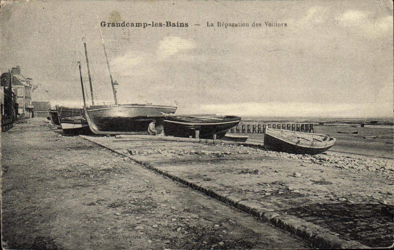 Grandcamp-les-Bains — La Réparation des Voiliers — Éd. Caruel, Epicerie