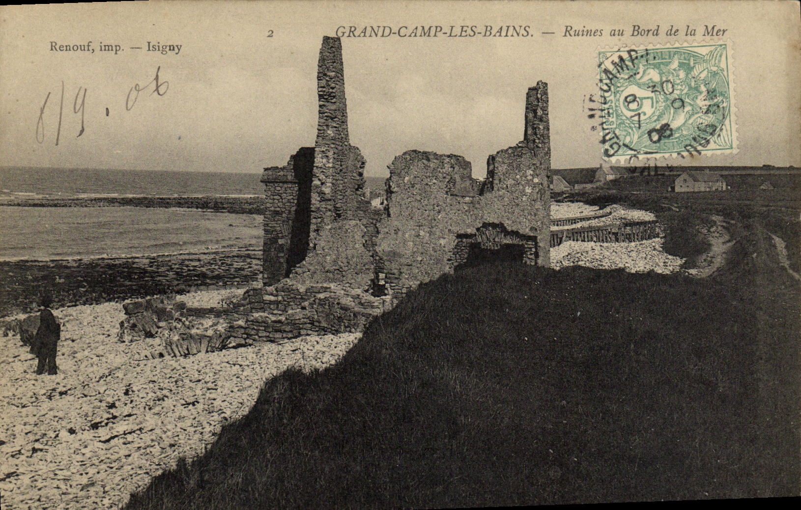 CPA Grandcamp les Bains Ruines au Bord de la Mer