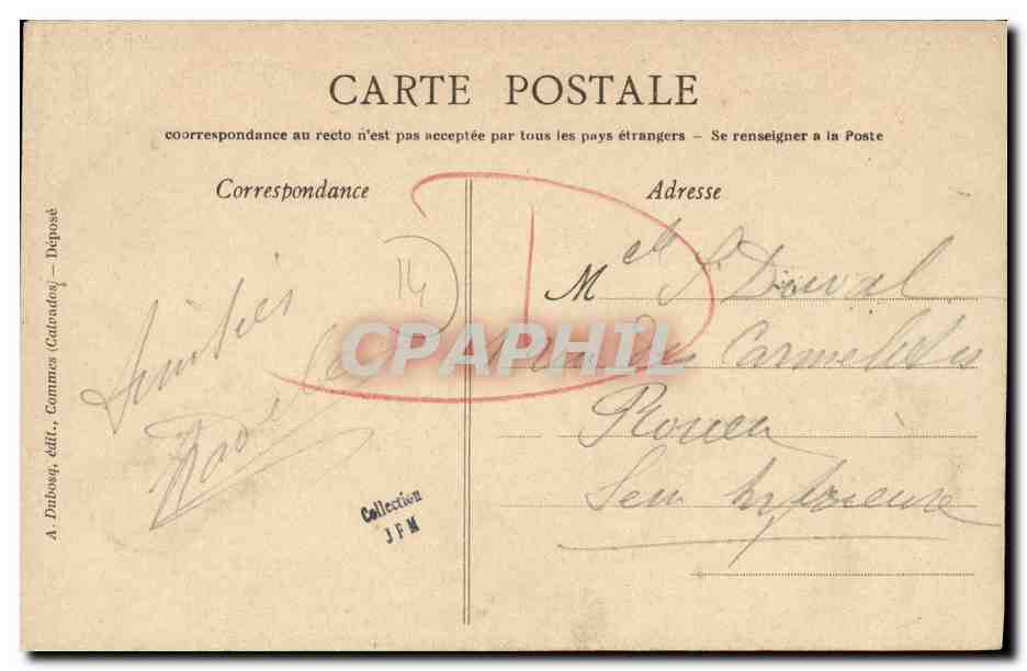 CPA Grandcamp les Bains Le Depart — Verso