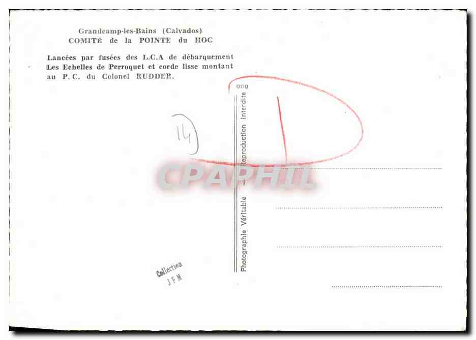Débarquement — Opération militaire — COMITÉ de la POINTE du HOC — Reverso