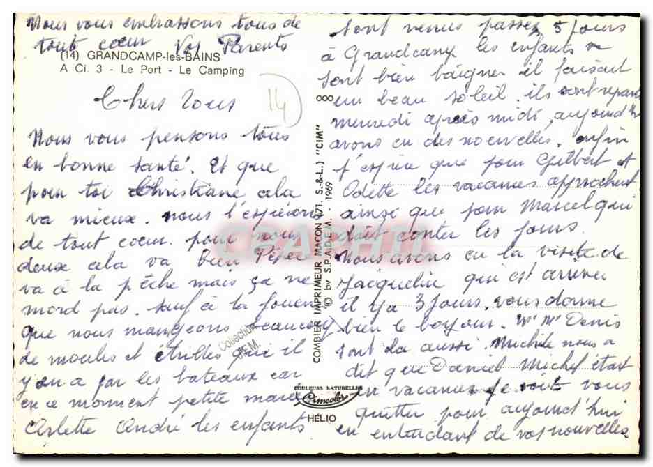 Port de pêche à Grandcamp-les-Bains — bateaux de pêche et camping — éditeur CIM — Verso
