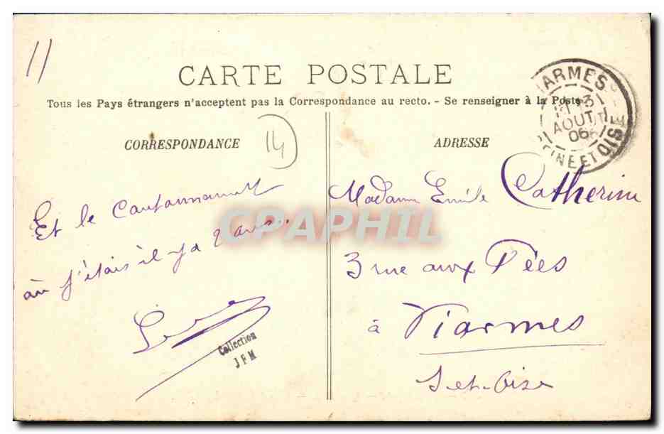 CPA Falaise Guibray Place Reine Mathilde — Verso