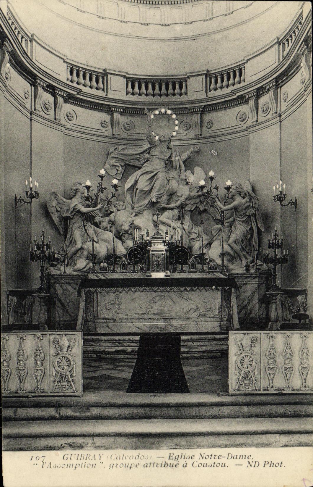 Guibray (Calvados) — Église Notre-Dame, groupe de l'Assomption attribué à Coustou — ND Phot.
