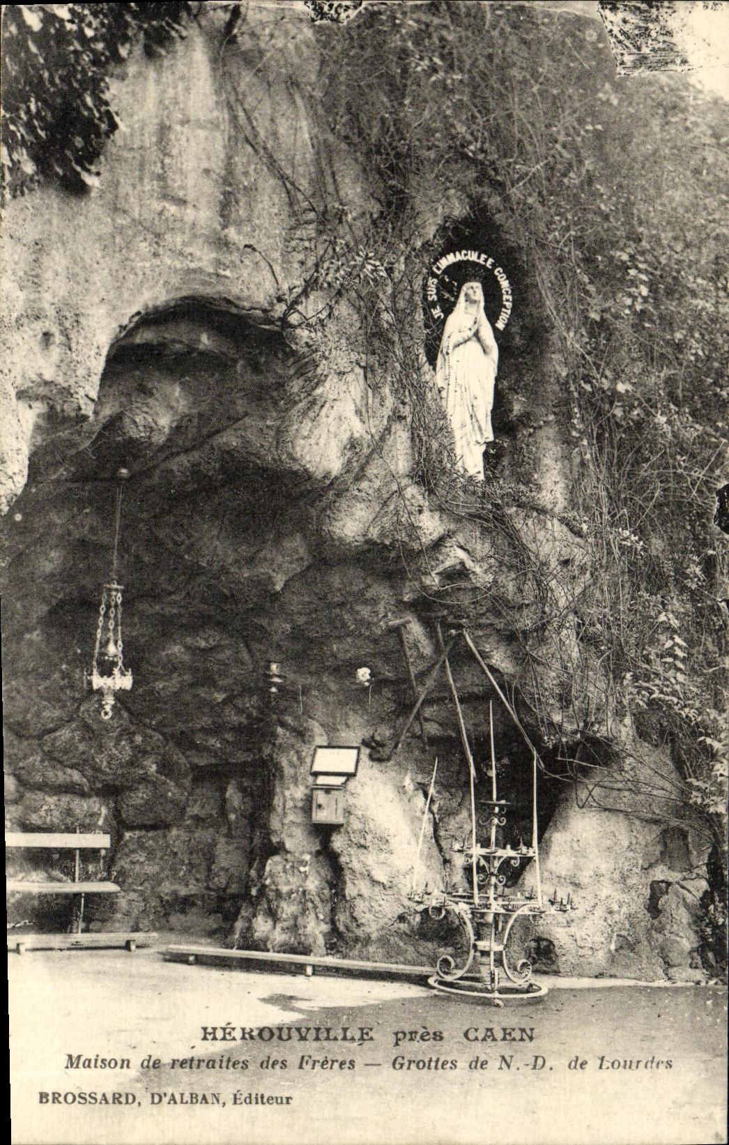 Hérouville-près-Caen — Grottes de N.D. de Lourdes — Maison de retraites des Frères — Éditeur Brossard, D'Alban