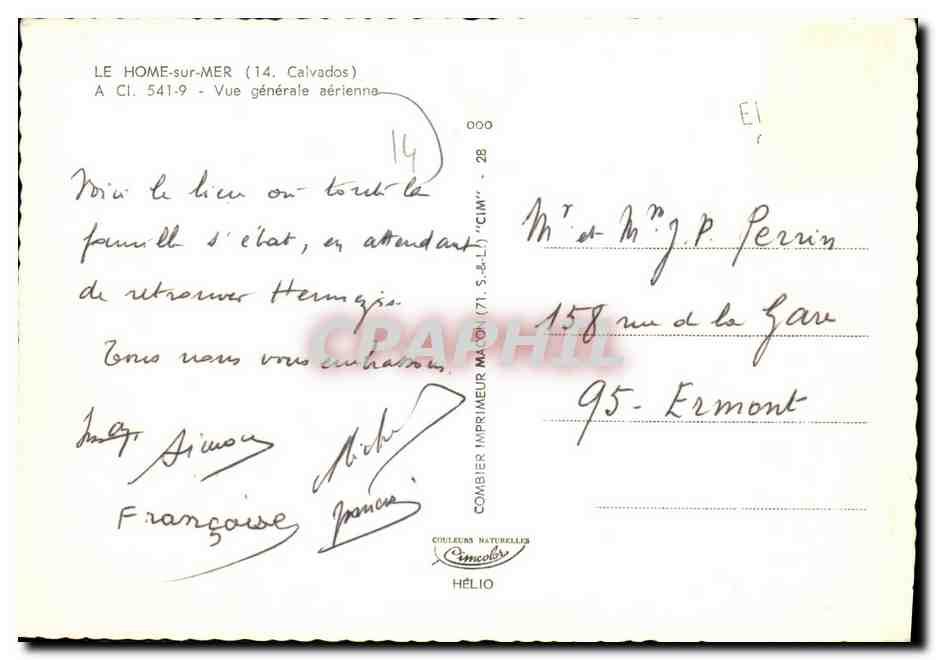 CPM Le Home sur Mer Vue generale aerienne — Verso