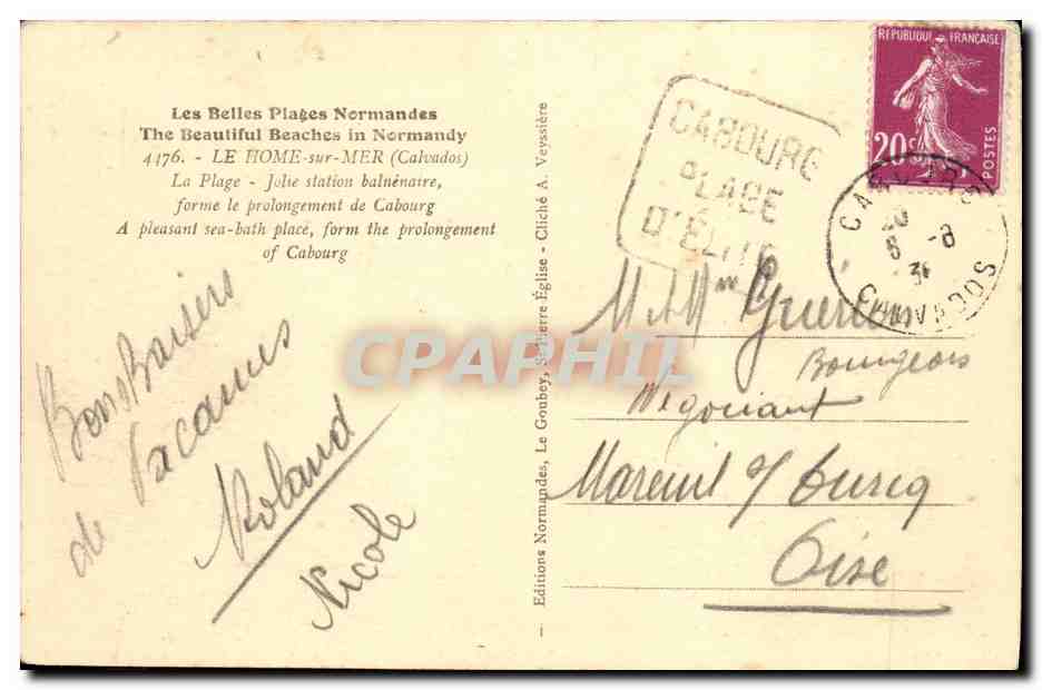 CPA Le Home sur Mer La Plage Jotie station balneaire — Verso