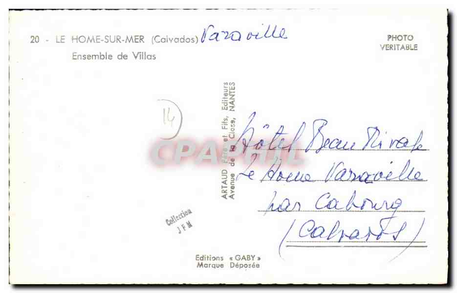 Le Homme-sur-Mer (Calvados) — Ensemble von Villas — Verlag Gaby, n°20 — Rückseite