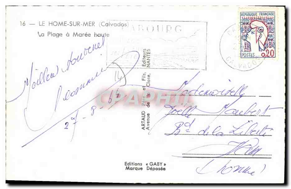 CPM Le Home Sur Mer La Plage a Maree Haute — Verso