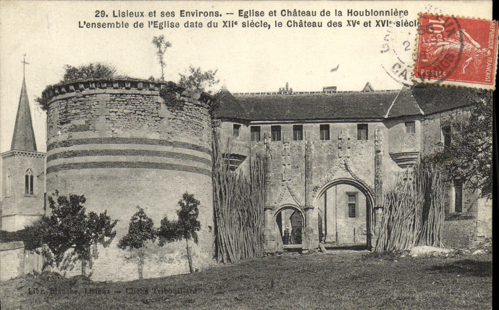 Lisieux et ses Environs — Église et Château de la Houblonnière — Libr. Blanche, Lisieux