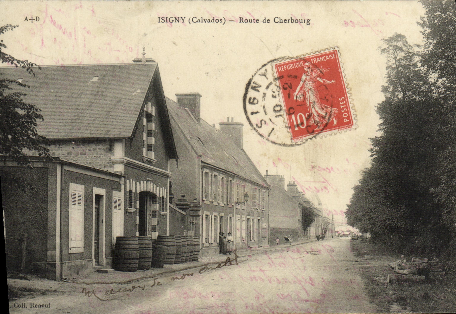 CPA Isigny Route de Cherbourg