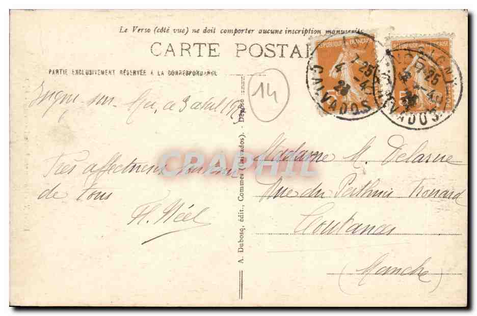 CPA Isigny Monoment Emile Demagny — Rückseite