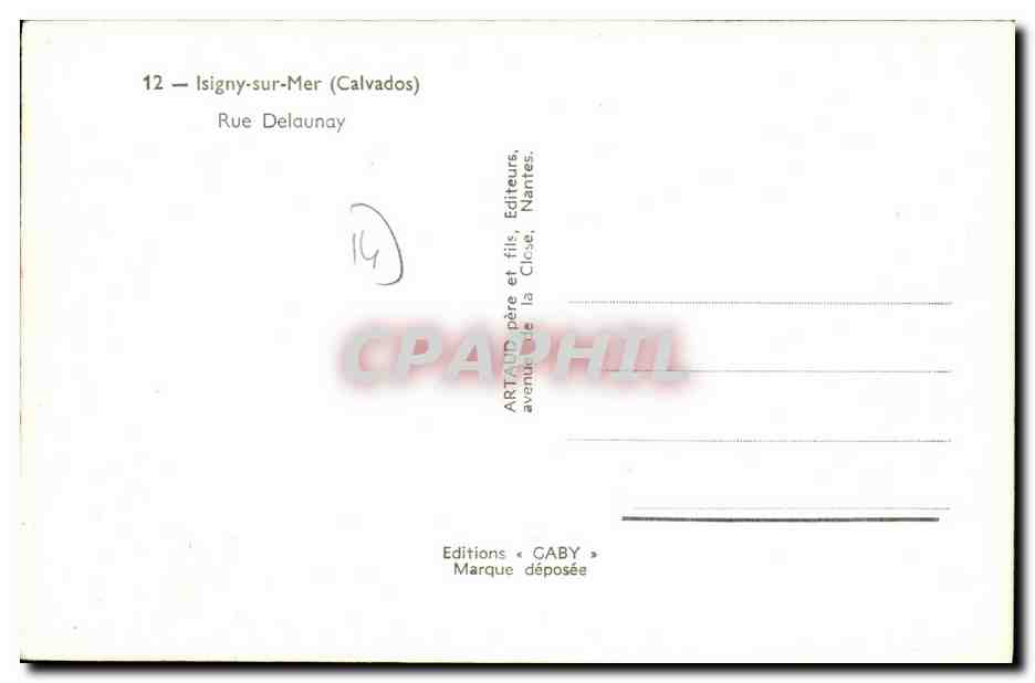 CPM Isigny Sur Mer Rue Delaunay Tabac Cafe du port — Verso
