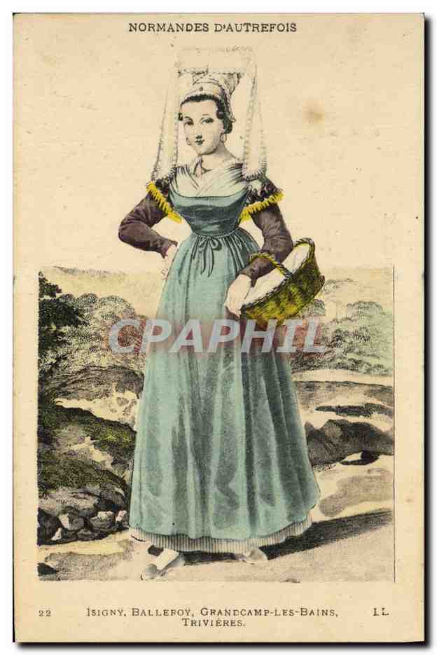 CPA Isigny Balleroy Grandcamp Les Bains Normandes d autrefois Folklore Costume Femme