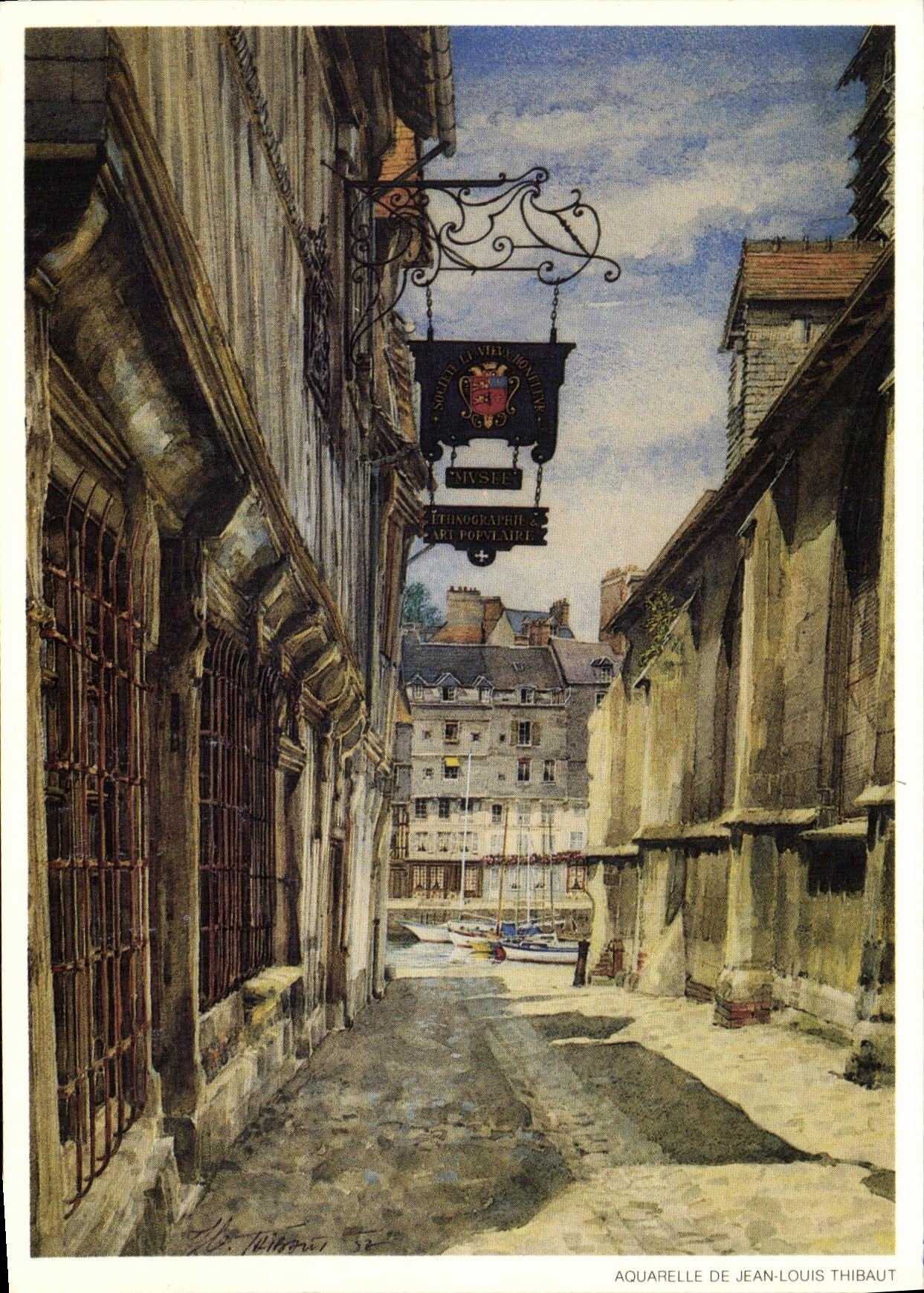 Honfleur — La rue de la Prison — Aquarelle de Jean-Louis Thibaut